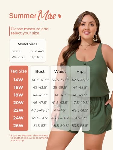 Image of Summer Mae Plus Size Swim Romper One Piece Swimsuit Women Blouson Bathing Suit with Pockets 2026 Modest Swimwear