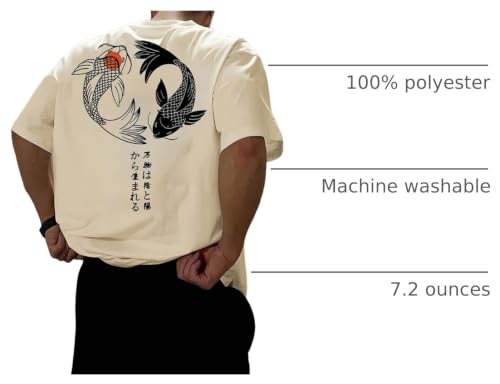 Image of COZYEASE Men's Japanese Koi Fish Graphic Tees Short Sleeve Crew Neck T-Shirt Casual Summer Tops