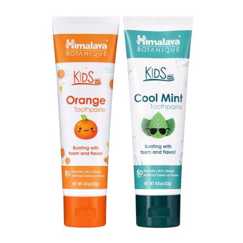 Himalaya Botanique Kids Toothpaste Fluoride-Free, Variety Pack 4 oz, 2 Pack