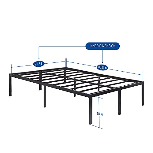 Sleeplace 18 Inch High Profile Heavy Duty Steel Slat / Mattress Foundation / Bed Frame, California King #TOP1