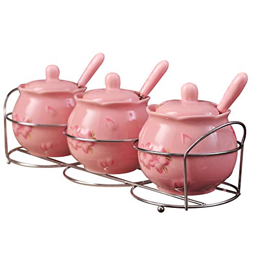 Keramik-Zuckerdosen mit Deckel und Löffeln und Regal Cover