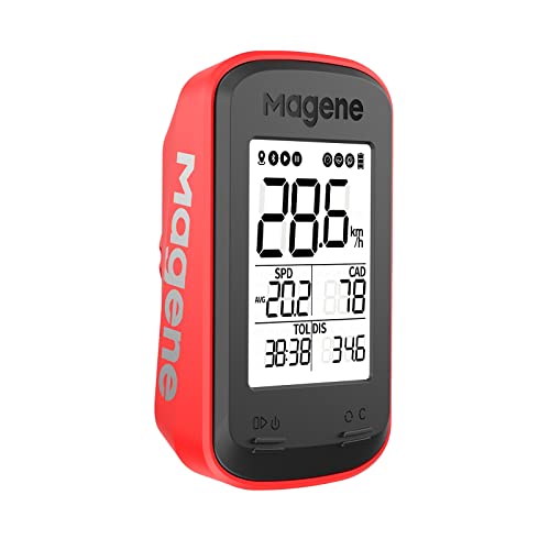 Magene C206PRO GPS Ciclismo Ordenador Velocímetro inalámbrico, Bluetooth/Ant+ Computadoras de Ciclismo Resistente al Agua Montaña Bicicleta, Rojo