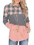 Eigenschaften: Dieser sportliche lässige Langarm-Frauen-Hoodie ist modisch, aber billig. Das lockere Plus-Size-Design passt zu den meisten Menschen und passt zu verschiedenen Körperformen. Und dann ist dieses Sweatshirt einfach zu kombinieren, Sie können jeden Tag Sport tragen. Sieht wunderschön zu Jeans oder Leggings aus.