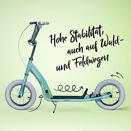Apollo Retro Scooter Paradise | Roller mit Luftreifen 12,5 Zoll | Stylisher Tretroller f&uuml;r Kinder und Jugendliche | Cityroller Kinder mit breiter Trittfl&auml;che | Kinderroller mit gro&szlig;en R&auml;dern