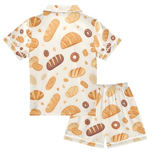 senya Various Types Of Bread Satin Summer Pajama Sets Silk Short Sleeve Button Down Sleepwear2