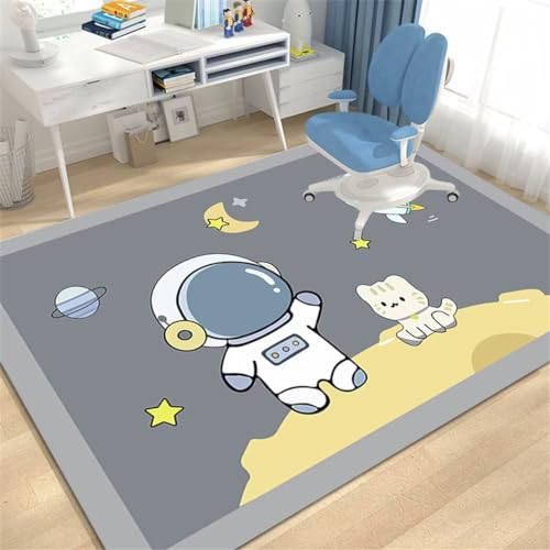 Alfombra amarilla infantil para habitaciones juveniles gato y gris RUGMRZ 50x80cm 2