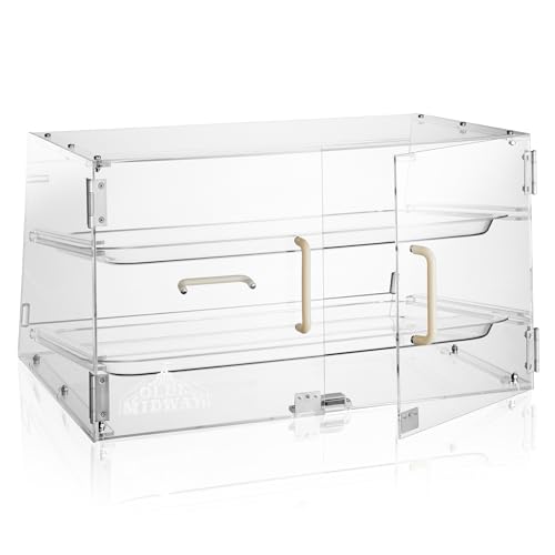 Olde Midway Pastry Display Case - 2-Tier, Commercial Acrylic Countertop Bakery Display Cabinet with Removable Trays