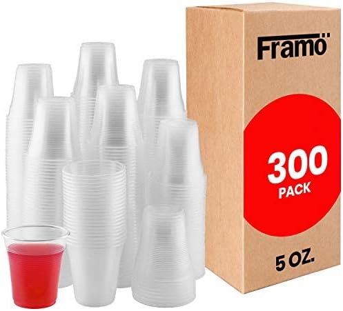 Framo 5 Oz Clear Plastic Cups, for Any Occasion, Disposable Transparent Ice Tea, Juice, Soda, and Coffee Glasses for Party, Picnic, BBQ, Travel, and Events (300)
