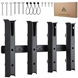 GearTrust 4-Tube Adjustable Fishing Rod Holder Bracket, Self-Adhesive Fishing Pole Holders for Garage Wall Mounted Fishing Rod Holders for Fishing Boat Wagon Golf Cart Crate Cooler ATV Trailer- Black