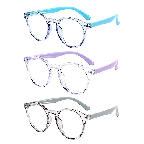 Image of Kids Blue Light Blocking Glasses 3 Pack Kids Computer Reading Blue Light Blocking Glasses for Boys Girls Age 3-11