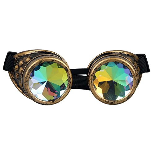 Image of 3-5 Days Delivery Kaleidoscope Rave Rainbow Crystal Lenses Steampunk Goggles
