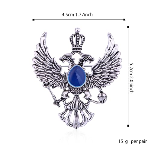 Image of Double Headed Eagle With Winged Stone Detailing Lapel Pin Badge Coat Suit Jacket Wedding Gift Party Shirt Collar Accessories Brooch