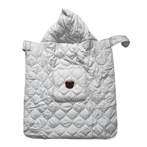 Asixxsix Babytrage-Abdeckung, Winddicht, Sonnenschutz, Dehnbar, Weich, Atmungsaktiv, mit Kapuze, Cartoon-Kapuze und Aufbewahrungstasche, für Kinderwagen, Autositz, Nickerchen (Beige)