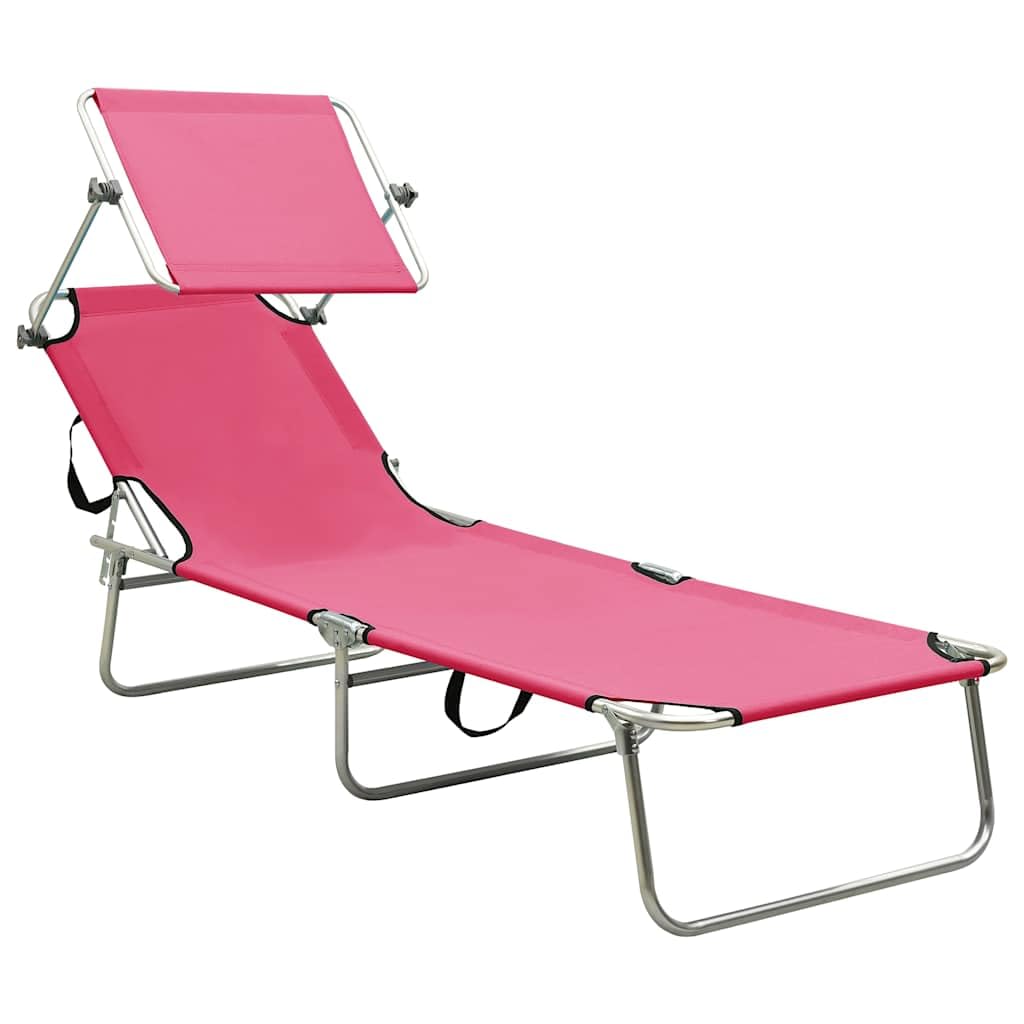 Lettino prendisole con tettuccio parasole, pieghevole, in alluminio, per giardino, terrazza e spiaggia, regolabile, pieghevole, 187 x 57,5 x 27 cm, fino a 110 kg