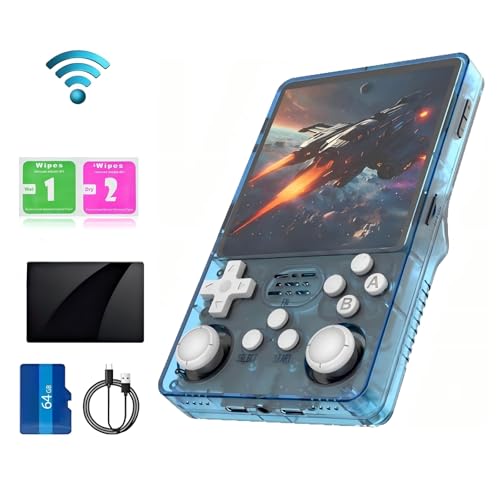 Ugonetend r36s plus Retro Handheld Game Console 4.0-inch Screen,Portable retro gaming console arkos System/26+ Emulators/mp4, Preloaded 5000+ Games (Blue)