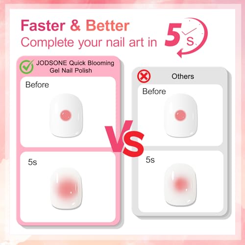 Image of JODSONE Blooming Gel Nail Polish,10ml Clear Blooming Gel with Liner Brush, Create Marble, Floral, Watercolor & Gradient Nail Art Designs