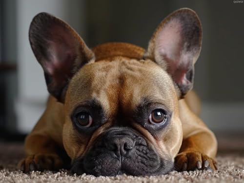 Peinture diamant bouledogue français 5D, kit anti-stress débutant avec strass ronds lisibles