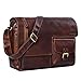 Produktbild STILORD 'Mika' Ledertasche Vintage braun Herren Damen Uni Büro Arbeit große Umhängetasche Aktentasche für DIN A4 Aktenordner Laptoptasche 15.6 Zoll Echtleder, Farbe:Cognac - Dunkelbraun