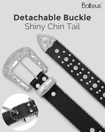 Image of Sparkly Rhinestone Diamond Sequin Studded Belt for Men & Women - Western Cowgirl Cowboy Style