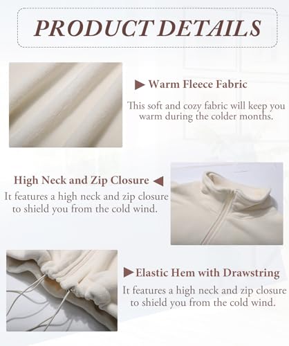 Kissonic Women's Oversized Zip Up Hoodies Cropped Long Sleeve Sherpa Pullover with Drawstring4