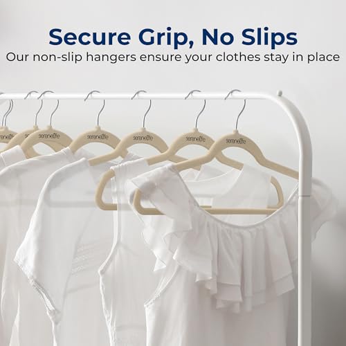 Image of SereneLife Velvet Hangers - 100 Pack, Slim & Space Saving for Closets