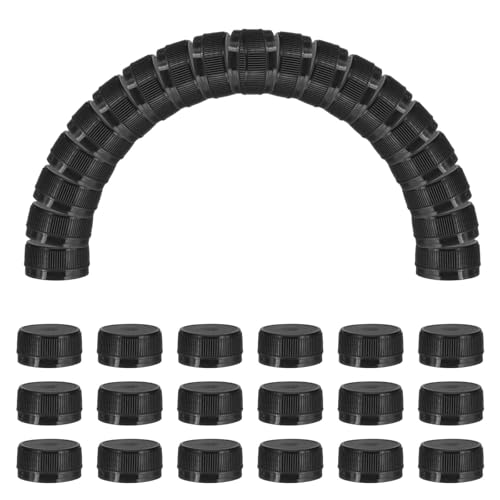 sourcing map 100pcs Plastic Bottle Caps, 30mm Bottle Screw Lid Top Water Bottles Top Cap for DIY Development Imagination Intelligence Craft Scrapbook Creative Gifts, Black
