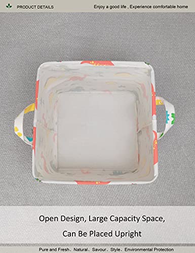 Onoev Square Folding Laundry Basket, Waterproof Canvas Basket,Gift Basket,Suitable For Children's Room,Office,Clothes,Toys Storage（Dinosaur Paradise） #TOP4