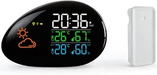 MZLXDEDIAN Wireless Atomic Digital Color Forecast Station with Alerts，Digital Weather Stations Thermometer with Atomic Clock,Humidity Thermometer Monitor Barometer Backlight