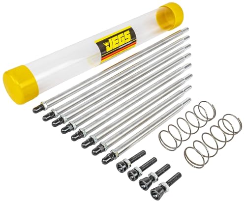 JEGS Master Pushrod Length Checker Kit | Measuring Range From 7in.to 14.75in.| Made In USA | Includes 8 Adjustable Pushrods 4 Cup Tips 2 Valve Checking Springs And Storage Cylinder