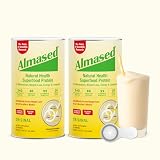 Almased Protein Powder for Men & Women, Natural Meal Replacement Shake for Weight Loss, Supplement, 24g of Protein Per Serving (Original Flavor, 2 Cans @ 17.6 oz ea + Shaker Bottle + Scoop)
