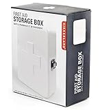 Kikkerland Empty Steel First Aid Kit Case – Multi-Purpose Medical Supply Organizer – Portable First Aid for Home, Office, & Travel, White