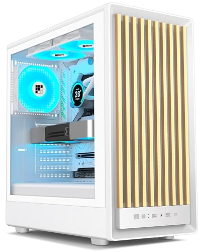 FOIFKIN M1 PC Case - Walnut Front pane Pre-Installed 4 PWM ARGB Fan, ATX Mid-Tower Computer case, Gaming PC Case, 240MM RAD Support, Type-C, FOIFKIN (White Walnut)
