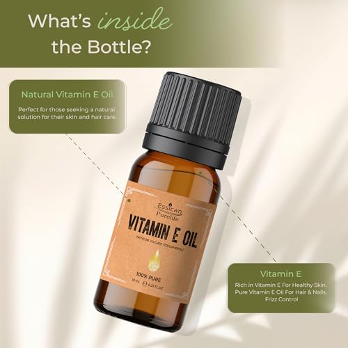 Essican Purelife Pure Vitamin E Oil for Skin, 10ml Natural Vit E Oil for Skin, Hair & Face, Antioxidant Rich, Carrier Oils for Essential Oils Mixing, Supports Hair Growth, Nails & Cuticles - Image 6