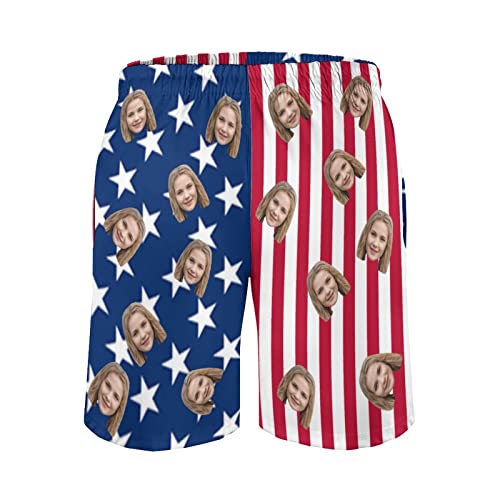 Custom Faces on USA Flag Men's Swim Shorts Photo Trunks Design Beach Shorts4