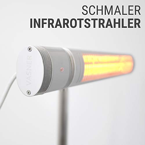 VASNER SlimLine X20- Infrarotstrahler im Slim- Design 2000 Watt Outdoor Heizstrahler elektrischer Terrassenstrahler mit 5 Heizstufen & Fernbedienung ideal für Terrasse & Außenbereich (Silber)-3