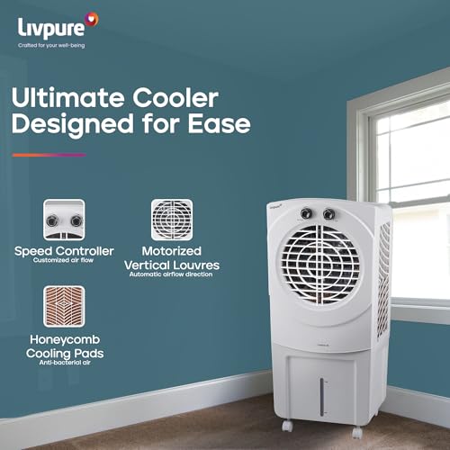 Image of Livpure Coolbud Personal Air Cooler- 46L with High Air Delivery| Motor with Thermal Overload Protection| Antibacterial Honeycomb Pads | Inverter Compatibility| 2 years Warranty