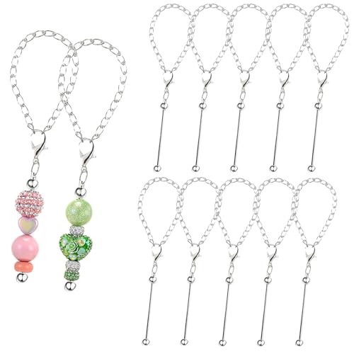 Frinnovan Beadable Cup Charms Accessories for Tumblers with Handle Cup Metal Blank Chains Wire for 30 40 oz Water Bottle Jewelry Making Blank Beaded DIY Silver