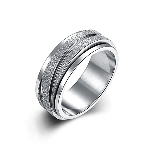 LFONCE Ångest ring roterande spinner ring fidget ringar band snurrar ring smycken mode cool punk tillbehör silverfärg årsdag för kvinnor, män e rostfritt stål, O, colore: 7, cod. CM0538