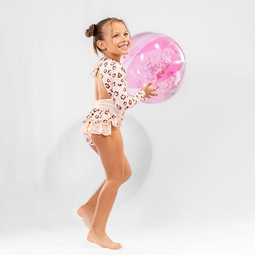 Image of Girls Long Sleeve Swimsuit - UPF 50+ Chlorine Resistant Ruffle Bolero Girls' Swimwear | Size 6-12