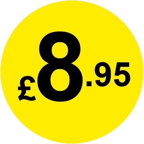 Permanent Adhesive - Black & Yellow 30mm Price Stickers/Labels from £5.45 to £17, 5000, £8.95 — image 1