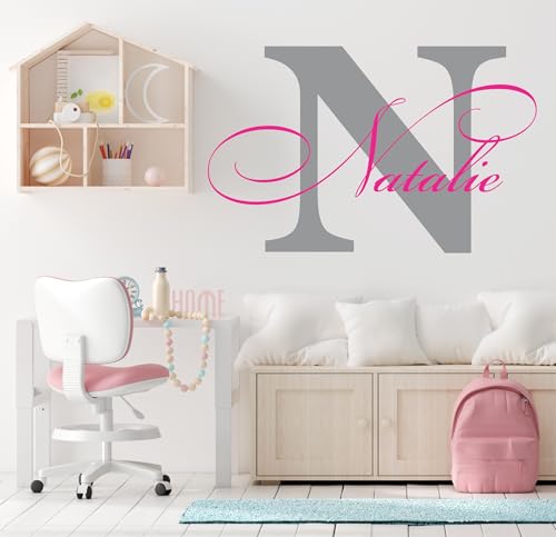 Vinilo decorativo personalizado para pared con nombre y letra inicial miniatura 6