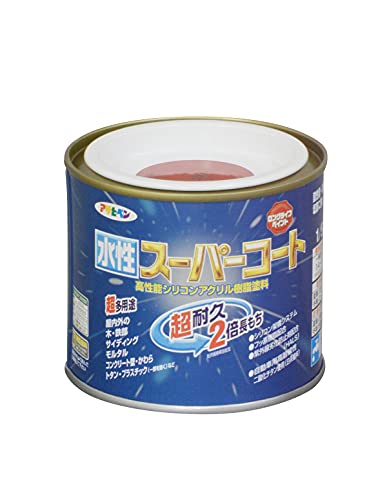 アサヒペン ペンキ 水性スーパーコート 水性多用途 赤 1/5L