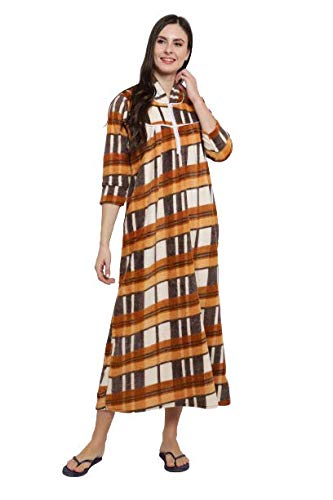 Women's Wool Checkered Maxi Nighty-image-49