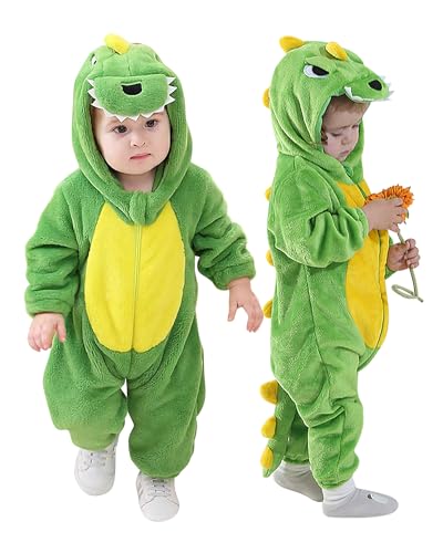 Image of Latnnut Baby Boy Girls Clothes Fall Winter Animal Hooded Fleece Romper Long Sleeve Bunting Bodysuit Newborn One Piece Outfits
