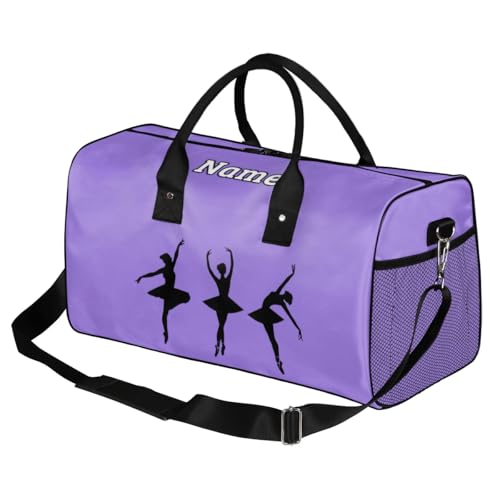 Personalized Dance Ballet Bag Custom Gym Sport Duffel Bag Customized Travel Weekender Overnight Bags for Women, Purple2