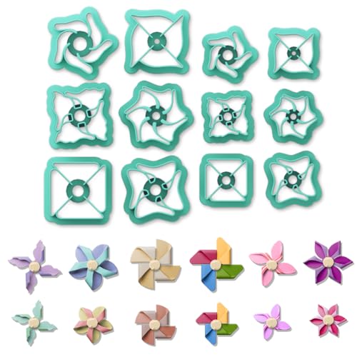 Origach 12 Cortadores De Arcilla De Molinete, Cortadores De Arcilla Polimérica, Cortadores De Arcilla Con Diseño De Molinete Para Aretes De Arcilla Polimérica Con Una Caja De Almacenamiento