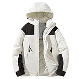 DASONLUE Skijacke Herren Wasserdicht Funktionsjacke Schwarz Wanderjacke Winterjacke Warm Outdoorjacke Anorak Snowboardjacke Outdoor Einfarbig Regenmantel Atmungsaktiv Kapuzenjacke
