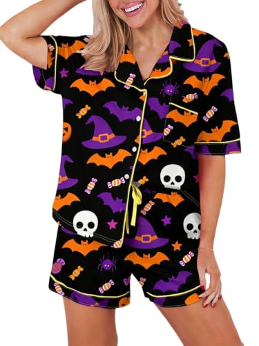 Image of KevaMolly Women Floral Notch Collar 2 Piece Holiday PJ Set | Print Short Sleeve Top, Drawstring Soft Vacation Sleep Shorts