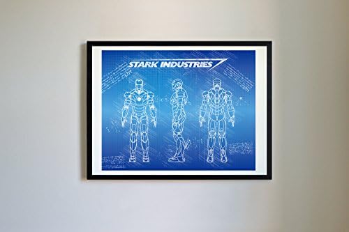 DolanPaperCo #112 Iron Man Mark III Art Print, da Vinci Sketch - Unframed - Multiple Size/Color Options (16x20, Blueprint)