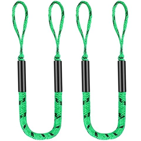 Boat Bungee Dock Lines, 4 Feet Stretches to 6 Feet Mooring Rope 2-Pack for Docking, Mooring Line Boat Accessories Docking Ropes PWC Dock Ties for Boats (Green&Black) Cover